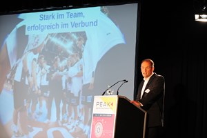 Kim Roether, Vorstandsvorsitzender der INTERSPORT Deutschland eG auf dem Mittelstandsgipfel PEAK