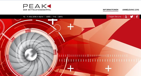 Die neue Webseite www.peak-gipfel.de informiert über den 10. Mittelstandsgipfel PEAK in Berlin