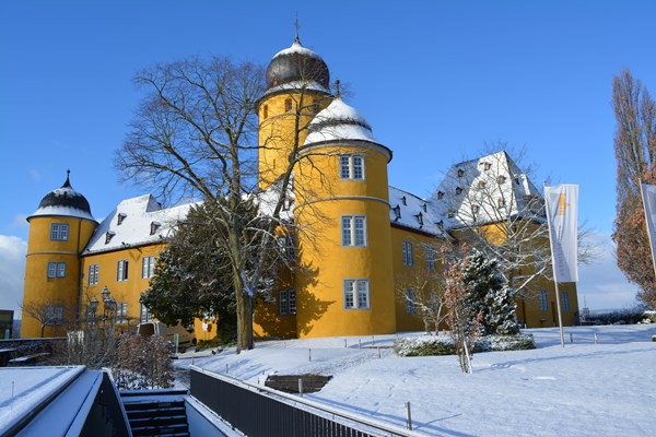 Blick auf Schloss Montabaur im Winter